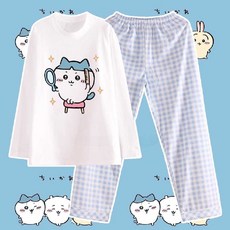 귀여운 치이카와 하치와레 잠옷 세트 먼작귀 긴팔 반팔