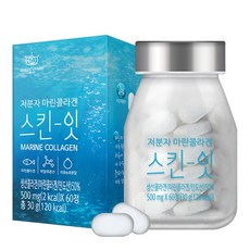 콜라겐 스킨잇 저분자콜라겐 먹는 피쉬콜라겐 피부 관리 생선콜라겐 분말 캡슐 500mg 60정, 1병