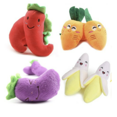  강아지 삑삑이 장난감 4종 세트, 당근, 고추, 가지, 바나나, 1세트 