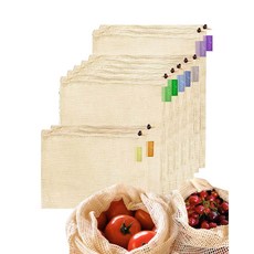 purifyou Premium Organic Cotton Storage Produce Ba purifyou 프리미엄 유기농 면 저장 생산 가방 - (9개 세트) 대형 2개 중간, 1개, 517.09g - 오가닉스포리지