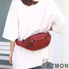AZMON 심플 무지 옥스퍼드 힙색 가방 0.13kg 초경량 넓이24cm x 높이14cm x 두께10cm, 레드, 1개