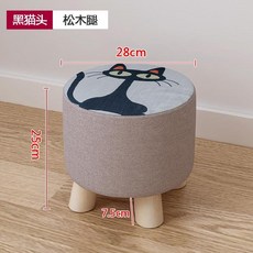 디딤대 작은의자 낮은의자 작은나무판 원형의자 발판 충격방지 신발장 보조스펀지 원목품질, T20-소나무 원형 검은고양이 25높이