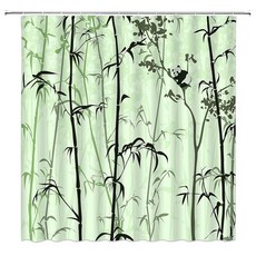 Bamboo Shower Curtain Green Bamboo Forest Panda Tree Nature Plant Chinese Asian Bathroom Decor Curta