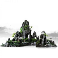 Rockery Mountain 송진 수족관 풍경 장식 언덕 걸이식 다리 어항 대형, WHITE
