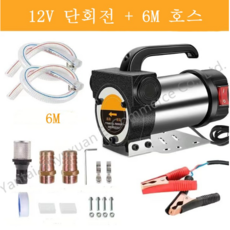 전동 오일펌프 경유 휘발유 기름펌프 12V 24V 220V, 580W 12V+6M 호스