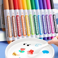 1+1 물에 뜨는 플로팅펜 매직 워터펜 12색 색칠 스티커 만들기 색칠하기 그림 그리기 워터 색칠북 보드마커 싸인펜, R49076I(1+1세트, R49076I(1+1세트