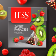 Tess черный чай Sweet Paradise (киви и земляника), 20 пакетиков по 1.8 г
