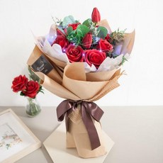 빅네츄럴장미꽃다발 65cm P(전구포함) FMBBFT 조화, 전구(웜)