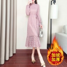 데칼레드펄 기모 융 원피스 여신 무드 겨울 가을 허리보정 보여 슬림 뱃살커버 미디롱 자