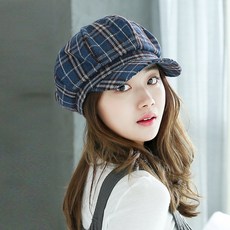 여자타탄체크베레모