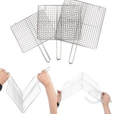 오마센 국산 스텐 사각 석쇠 캠핑석쇠구이, 중, 1개