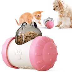 Interactive dog cat food Treat ball toy 애완 동물 떨고 누출 슬로우 푸드 피더 컨테이너 강아지 그릇 애완 동물 텀블러 iq 훈련 장난감, 핑크 화이트