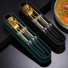해외 고급 스텐 휴대용수저세트 개인수저통 도시락수저세트, 수저세트(블랙)