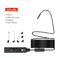 누수탐지기 내시경카메라 무선 내시경 스코프 스네이크 카메라 8 LED 조명 8mm 렌즈 비디오 HD 검사 안드로이드 및 iOS 휴대폰 PC용 1200P, 1200P Soft Cable, 2m