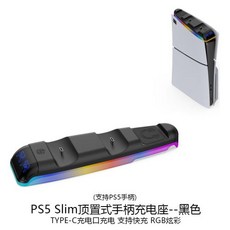 신형 PS5 Slim 본체 양손잡이 받침대 충전 뉴 플레이스테이션5 접점 충전 엘리트 손잡이 충전대 상단 손잡이 급속 충전 거치대 거치대 이어폰 거치대 적용, PS5 Slim 탑 핸들 충전대 TYPEC 충