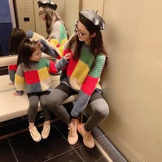 아이나라 남여공용 엄마 아가 봄 가을 겨울 무지개 니트 제작~국내발송~아이나라 모든제품 통관번호 필요없습니다~재고 보유시 바로 발송하고 있습니다.~~