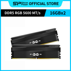 실리콘파워 Silicon Power RGB DDR5-5600 16GB*2 CL40 PC5-44800 데스크탑 메모리 램, 블랙, 2개
