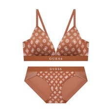 게스 속옷 GUESS UNDERWEAR 트레져 글로벌 심볼 브라렛 팬티 세트 - 브라운 GDF518 RAX606