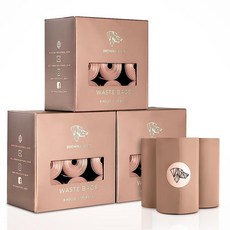  강아지 배변 봉투 - 강아지용 생분해성 배변 봉투 270개 - 누출 방지 보장 산책용 매우 두꺼운 무향 강아지 배변 봉투 - 냄새 방지 강아지 배변 봉투 리필 롤 18개 - (, Brown (Pack of 3) 