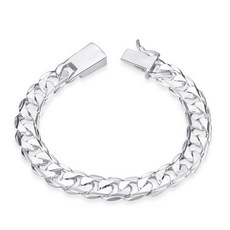 XHDT 925 Sterling Silver Men 1+1 Figaro Chain 10MM Bracelets Fashion Costume Bracelets Jewelry