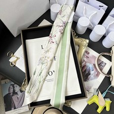 트윌리 가방 실크 스카프 가방 소품, 1개, 정글 잠자리 녹색