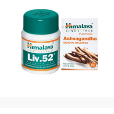 Himalaya Wellness Pure Herbs Ashvagandha Tablet (60) & Himalaya Liv. 52 Tablet (100)