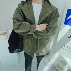 오버핏 후드 숏 야상 자켓 (남자가을아우터)(KC)
