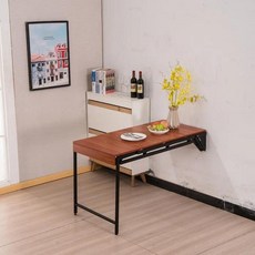 벽 마운트 접이식 테이블 플로팅 스토리지 선반 드롭 리프 식탁 사무실 홈 주방에 대한 작은 나무 책상, 호두, 1개