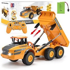 DOUBLE E 볼보 RC 트럭 덤프 트럭 RC 굴절 식 홀러 (충전식 배터리 포함) 120 분 놀이 시간 모든 성인 및, 한 가지 색상_One Size, 한 가지 색상_One Size, 상세 설명 참조0