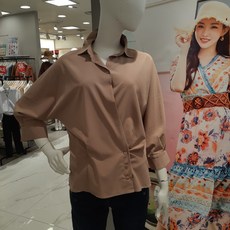 무자크 가을신상블라우스 기본카라스판블라우스 오버핏허리포인트블라우스 버튼블라우스