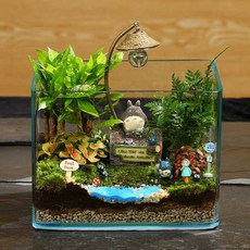 미니 비바리움 만들기 이끼 키트 만들기 수조 DIY, 25x15x19CM (DIY) 배송, 1개