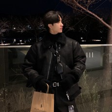 남자자켓 남성 무스탕 자켓 집업 오버핏 레더 항공점퍼 스웨이드 점퍼 모피 일체형 양털 두꺼운 캐주얼 자켓