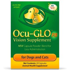 Ocu-GLO 오큐글로pb 비전 보충제 루테인 오메가 3 지방산 포도씨 추출물 및 항산화 제와 함께 쉽게 관리 할 수있는 파우더 블렌드로 눈 건강 증진, Small Dog  Cats, One Color