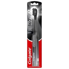 Colgate 360 소닉 AAA 배터리 구동 전동 칫솔 2개 편리한 양면 디자인, 1 Count (Pack of 1), 차콜, 블랙, 블랙