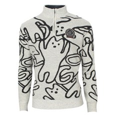 그렌에코 ges22106 남성 고양이 패턴 반집업 방풍안감 니트/스웨터