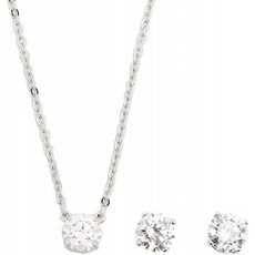 [스키] SWAROVSKI 목걸이 귀걸이 여성 SWAROVSKI 5113468 펜던트 + 귀걸이 세트 실버 / 클리어 [병행 수