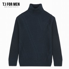 티아이포맨 (T.I FOR MEN) 비대칭 사선 케이블 터틀넥 니트(M188MSW106M)_E2T6