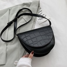 심플무지 파이톤 패터닝 반달라운드 데일리 미니 크로스백 (6color) S200629S019BAG