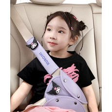 쿠로미 산리오 어린이 안전벨트 가드 스토퍼 커버 스마트 키즈 벨트, 1개, 블랙 헬로키티 고정기