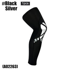 탄성 긴 다리 워머 무릎 받침대 압박 슬리브 보호대 농구 러닝, 14.Type4-Black Sil.., C.L-for weight 65-.., 1개