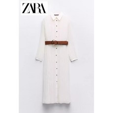 자라 벨티드 플리츠 미디 원피스 ZARA