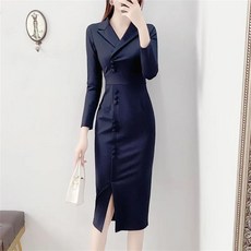 꽃소담 여성 슬림핏 미디 정장 원피스 M-4XL QQA1560