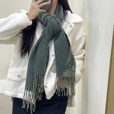 VANANA2 남녀공용 양면 배색 태슬 포인트 방한 목도리 20color