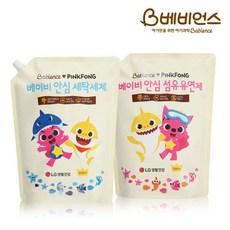 [베비언스] 핑크퐁 베이비 안심 세제+유연제 리필 2200ml 총 4400ml, 상세 설명 참조
