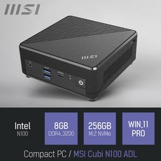 MSI Cubi N100 ADL, 블랙, RAM 8GB+NVMe 256GB, WIN11 PRO