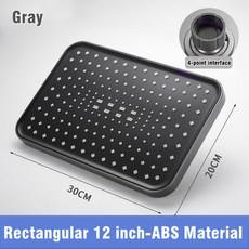 럭셔리 고압 탑 스프레이 레인 샤워 헤드 대형 유량 슈퍼 차지 360 회전 물 절약 12 인치, 01 Rectangular Gray, 1개