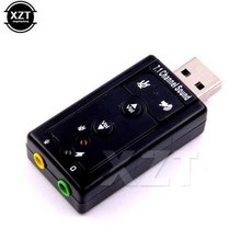 가상 7.1 채널 사운드 카드 외부 USB 2.0 오디오 마이크 스피커 어댑터 마이크 스테레오 3.5mm 잭 헤드셋 사운드 카드 신제품, 1) Black