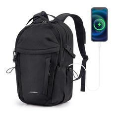 BAGSMART 방수 30L 나일론 여행용 배낭 경량 반사 테이프 등산백, 검은색