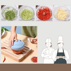 미니 수동 야채다지기 마늘 고추 만능 회전 이중날 분쇄기, 1개, 연블루