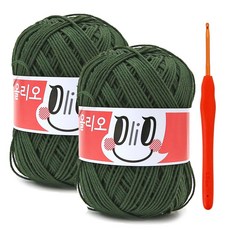 올리오실(70g)x2볼+코바늘 5/0호(3.0mm), 715_딥그린